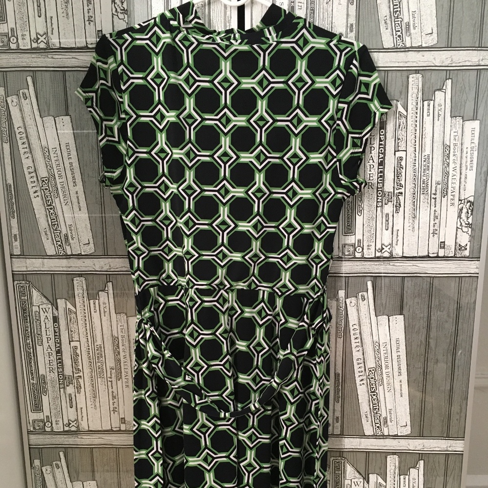 Liz Claiborne Geometric Print Wrap Dress S Green - Picture 2 of 5